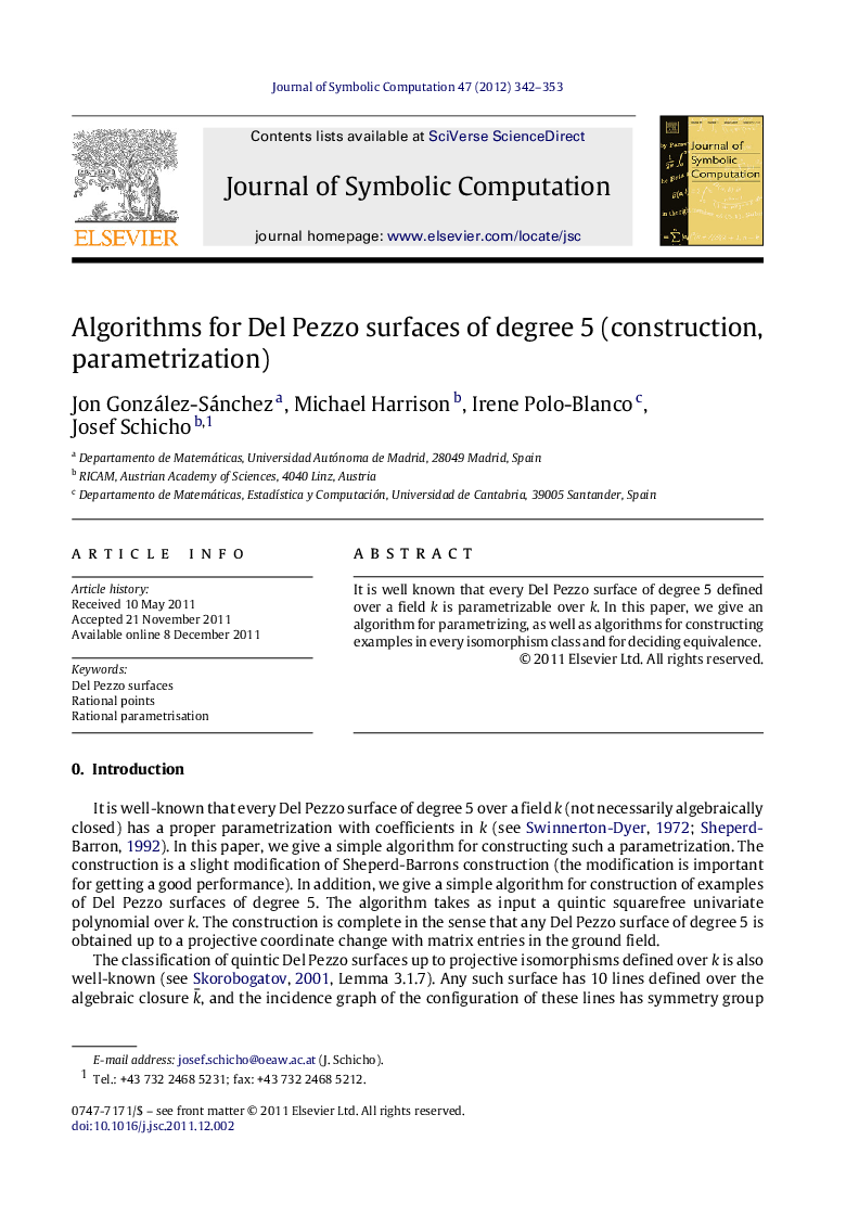 Algorithms for Del Pezzo surfaces of degree 5 (construction, parametrization)