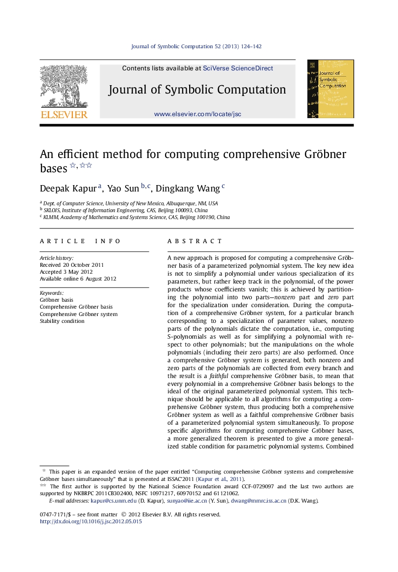 An efficient method for computing comprehensive Gröbner bases 
