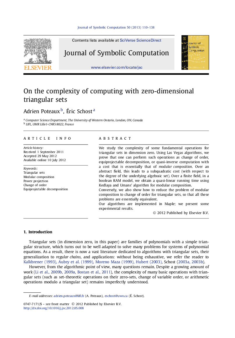 On the complexity of computing with zero-dimensional triangular sets
