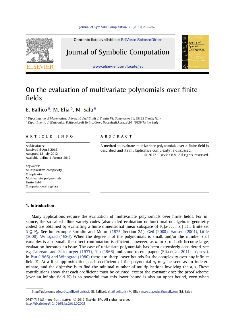On the evaluation of multivariate polynomials over finite fields