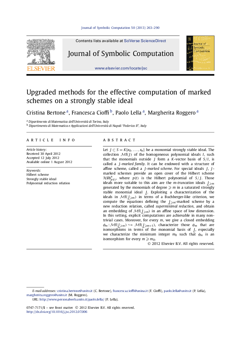 Upgraded methods for the effective computation of marked schemes on a strongly stable ideal