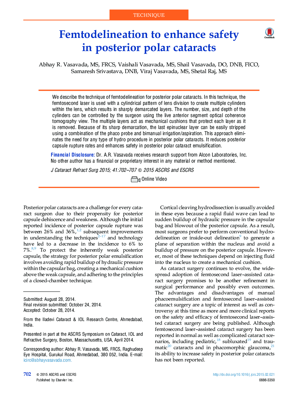 Femtodelineation to enhance safety inÂ posterior polar cataracts