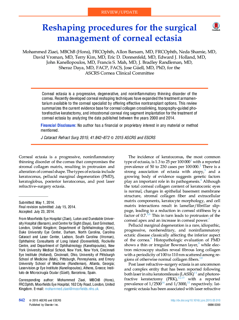 Reshaping procedures for the surgical management of corneal ectasia