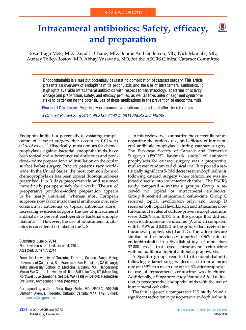 Intracameral antibiotics: Safety, efficacy, and preparation