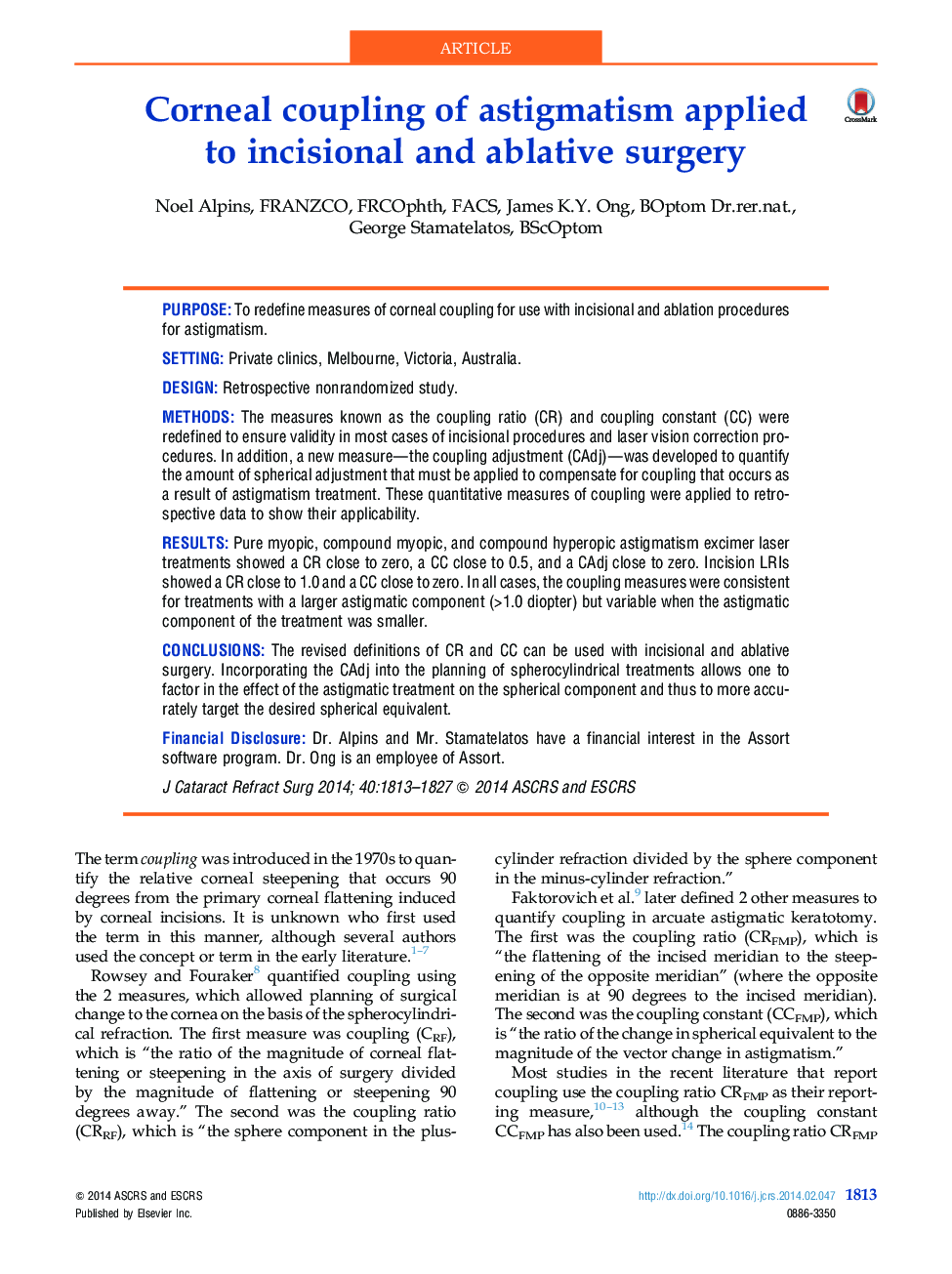 Corneal coupling of astigmatism applied to incisional and ablative surgery