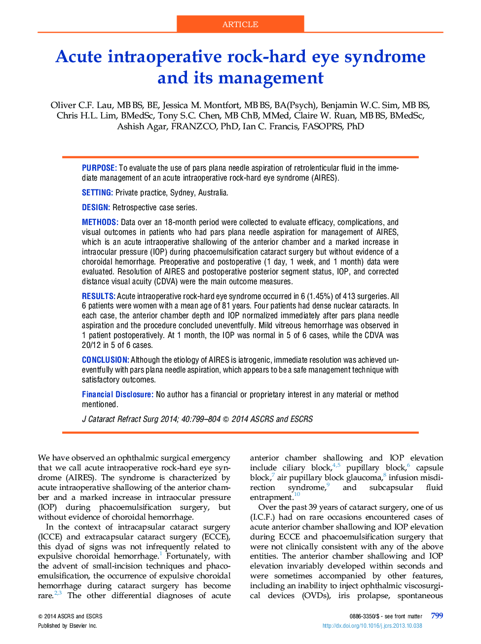Acute intraoperative rock-hard eye syndrome and its management