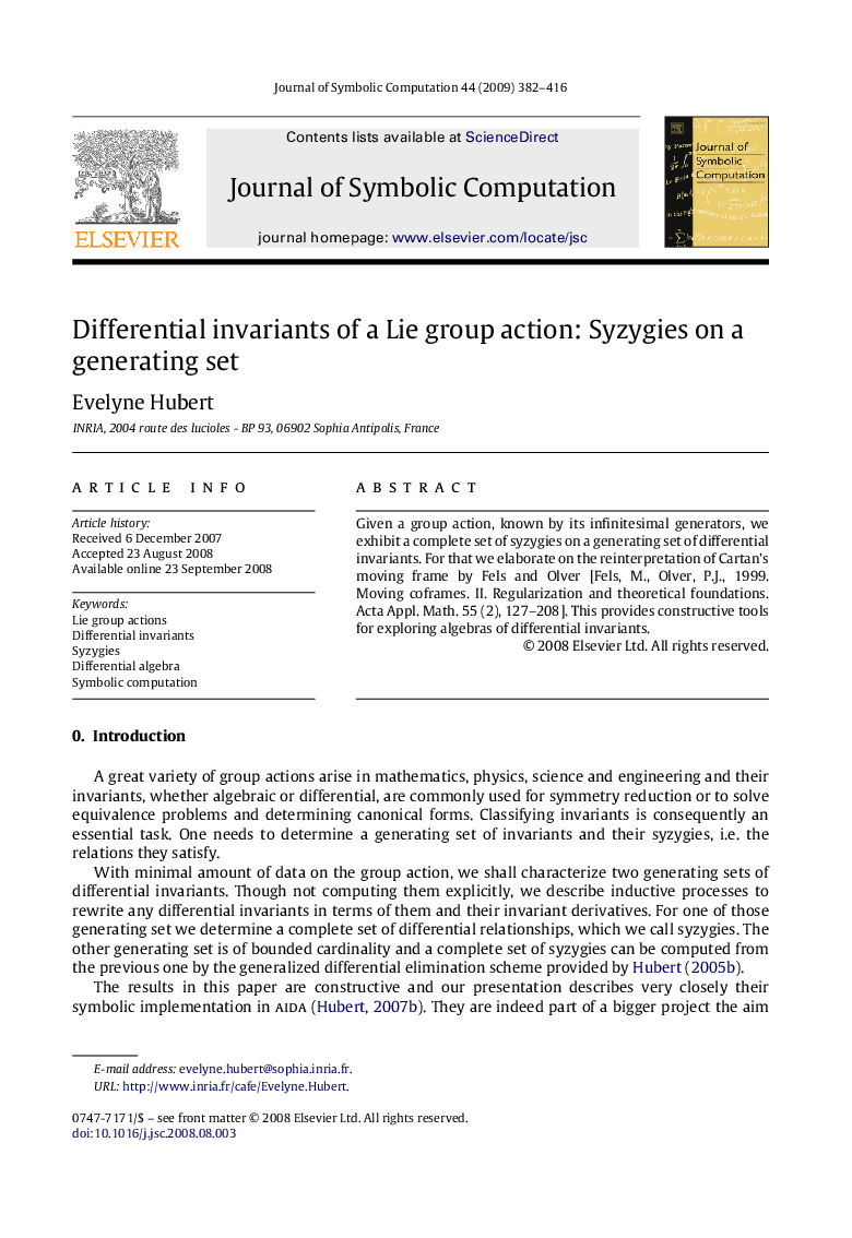 Differential invariants of a Lie group action: Syzygies on a generating set