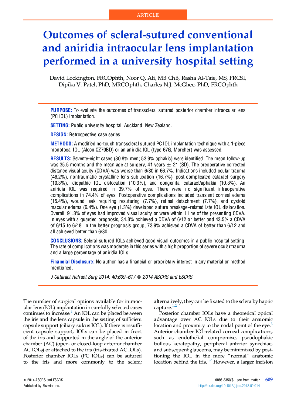 Outcomes of scleral-sutured conventional and aniridia intraocular lens implantation performed in a university hospital setting