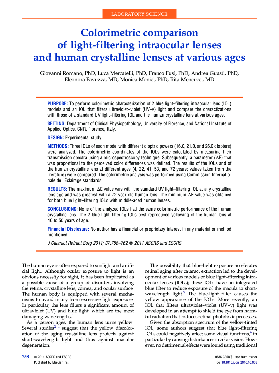Colorimetric comparison of light-filtering intraocular lenses and human crystalline lenses at various ages