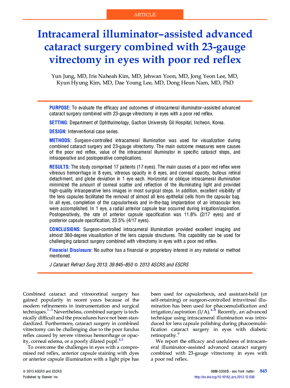 Intracameral illuminator-assisted advanced cataract surgery combined with 23-gauge vitrectomy in eyes with poor red reflex