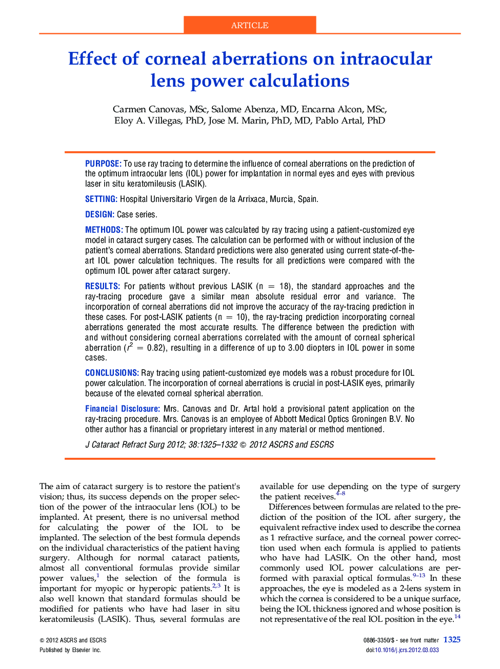 Effect of corneal aberrations on intraocular lens power calculations