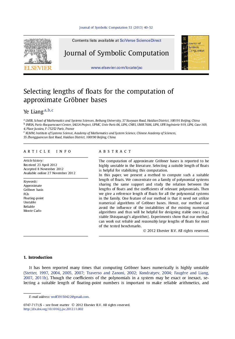 Selecting lengths of floats for the computation of approximate Gröbner bases