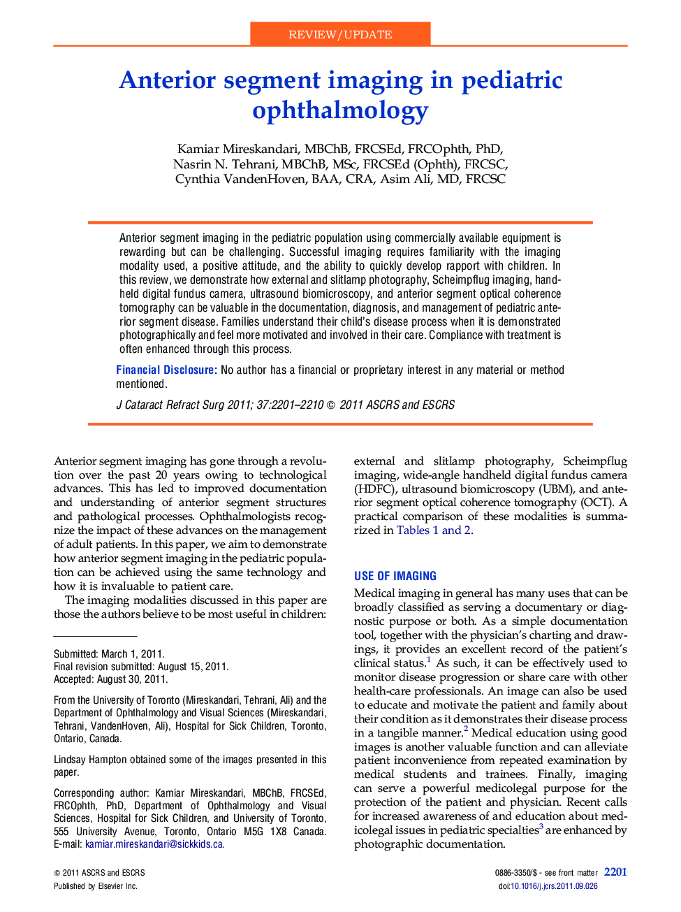Anterior segment imaging in pediatric ophthalmology 