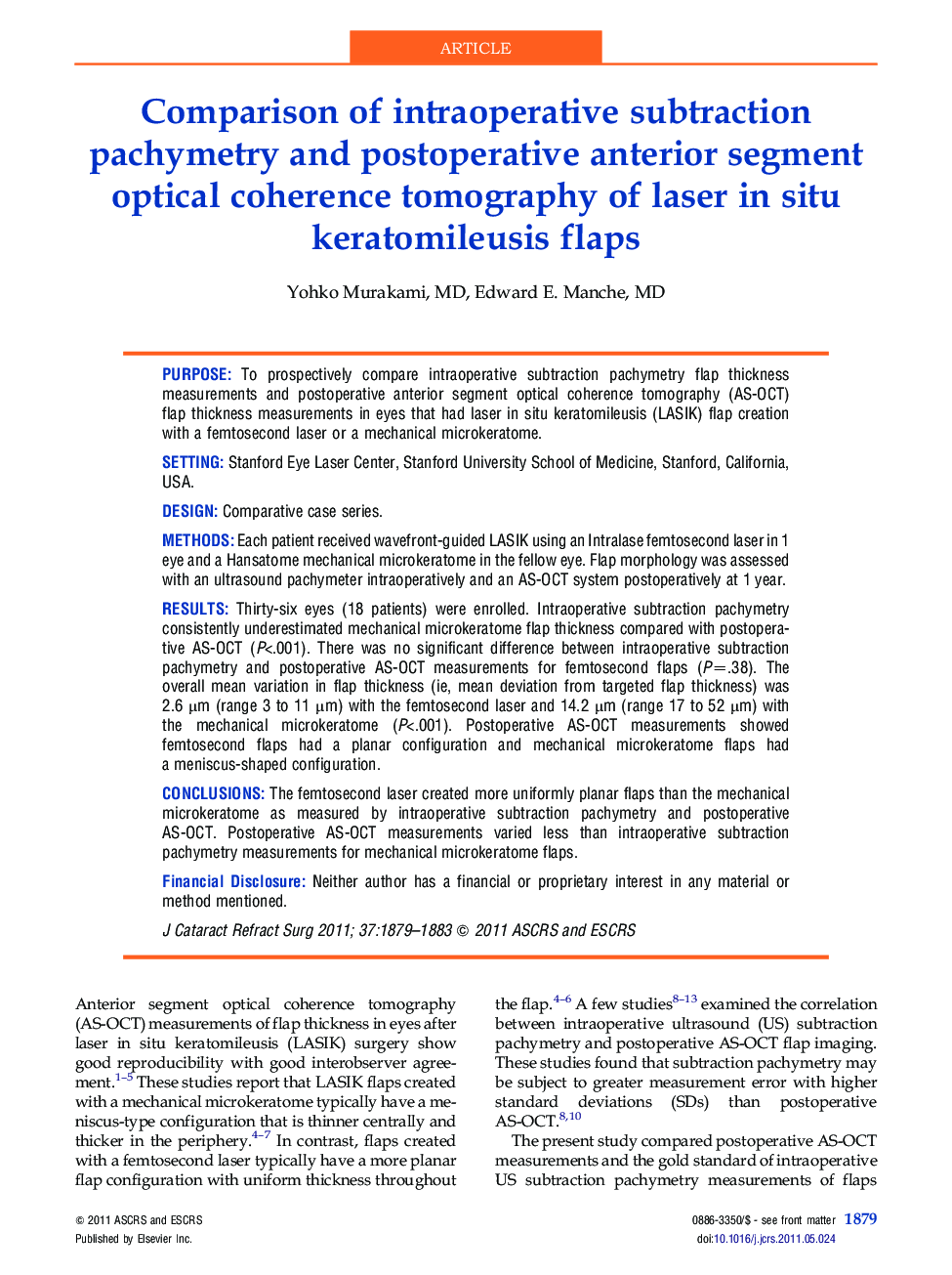 Comparison of intraoperative subtraction pachymetry and postoperative anterior segment optical coherence tomography of laser in situ keratomileusis flaps