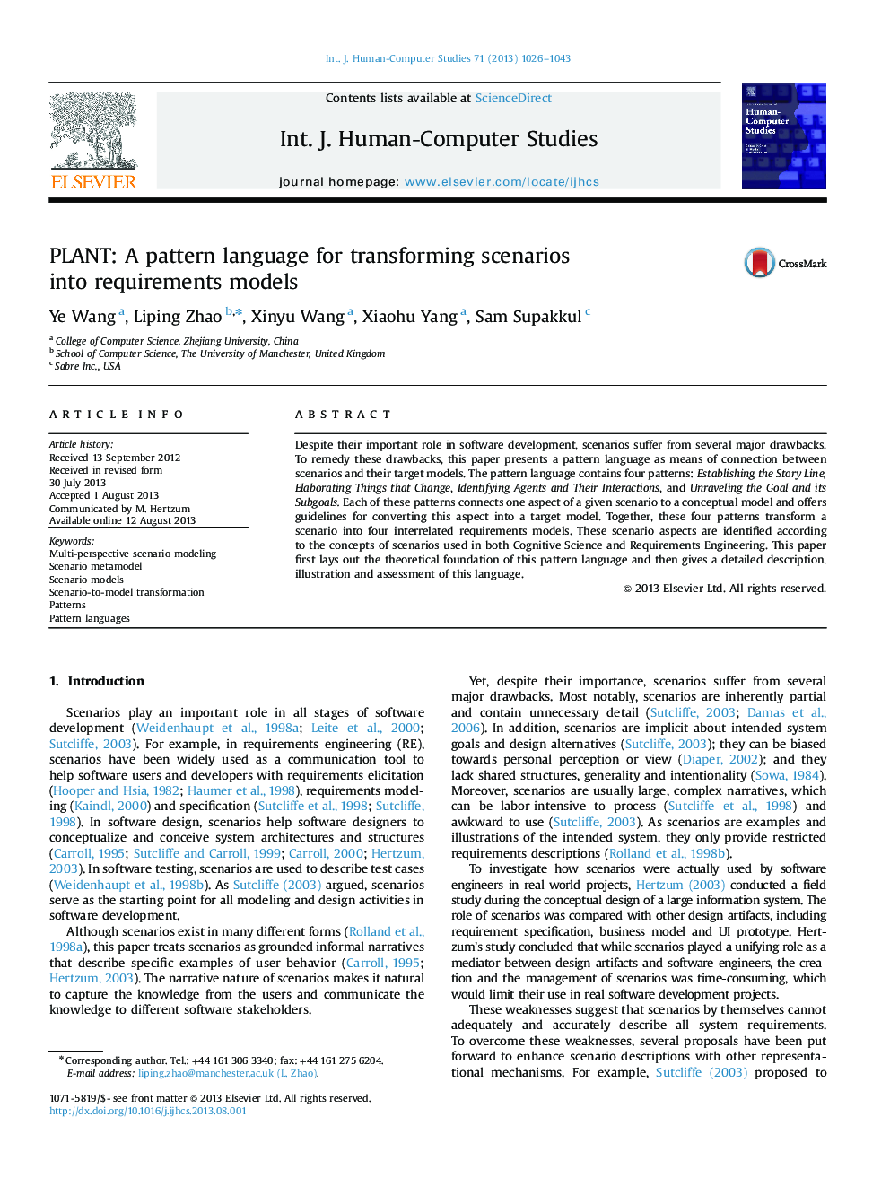 PLANT: A pattern language for transforming scenarios into requirements models