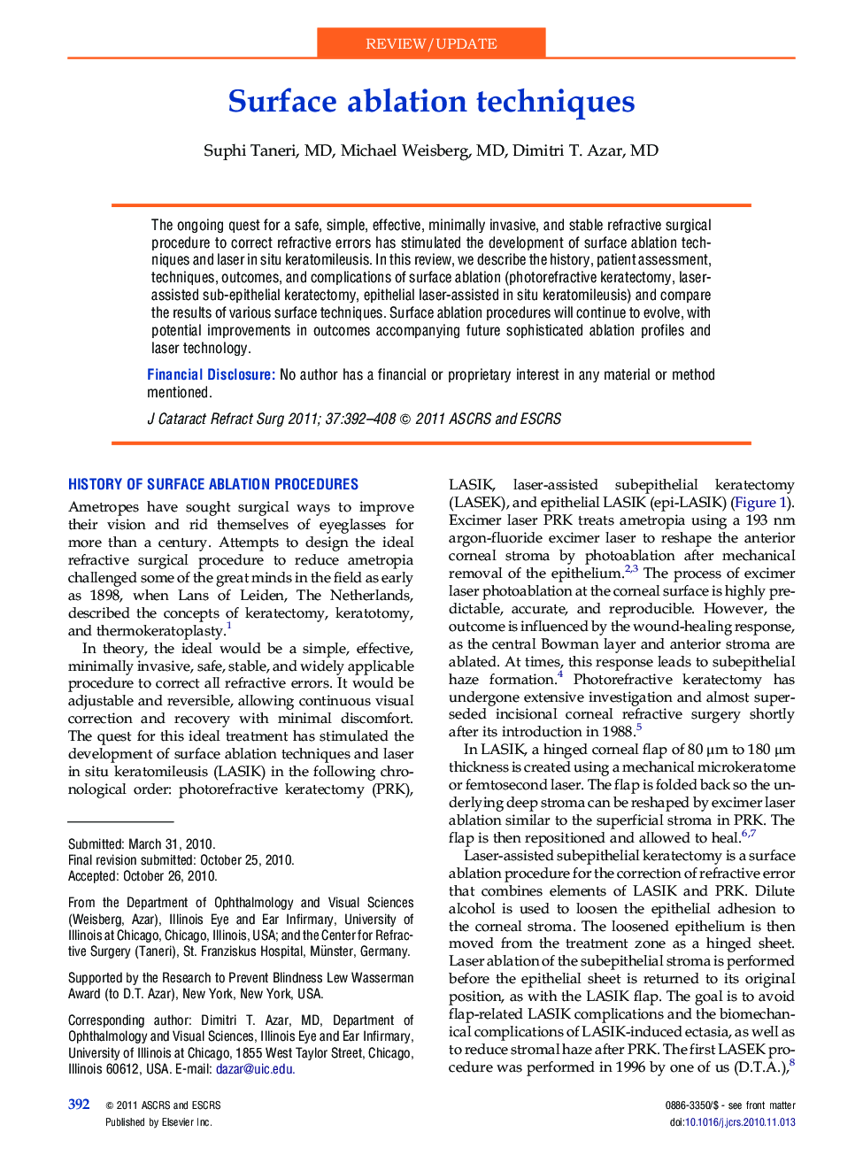 Surface ablation techniques 