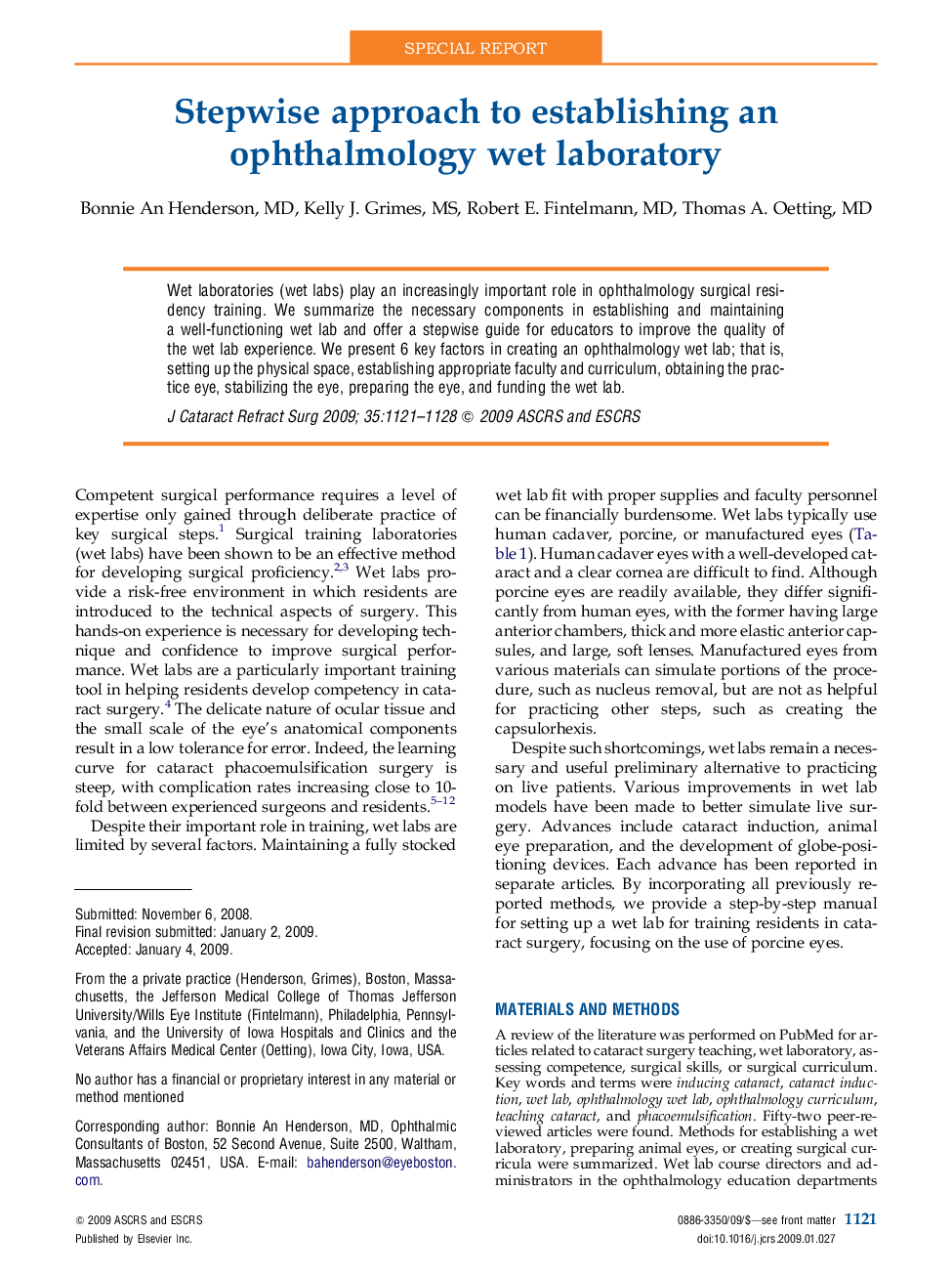 Stepwise approach to establishing an ophthalmology wet laboratory