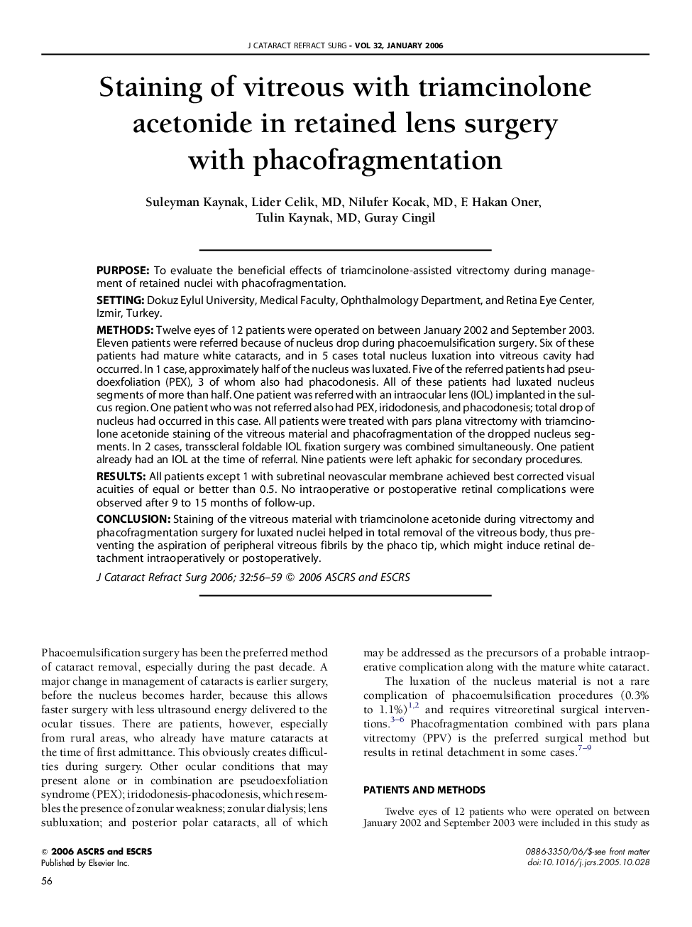 Staining of vitreous with triamcinolone acetonide in retained lens surgery with phacofragmentation