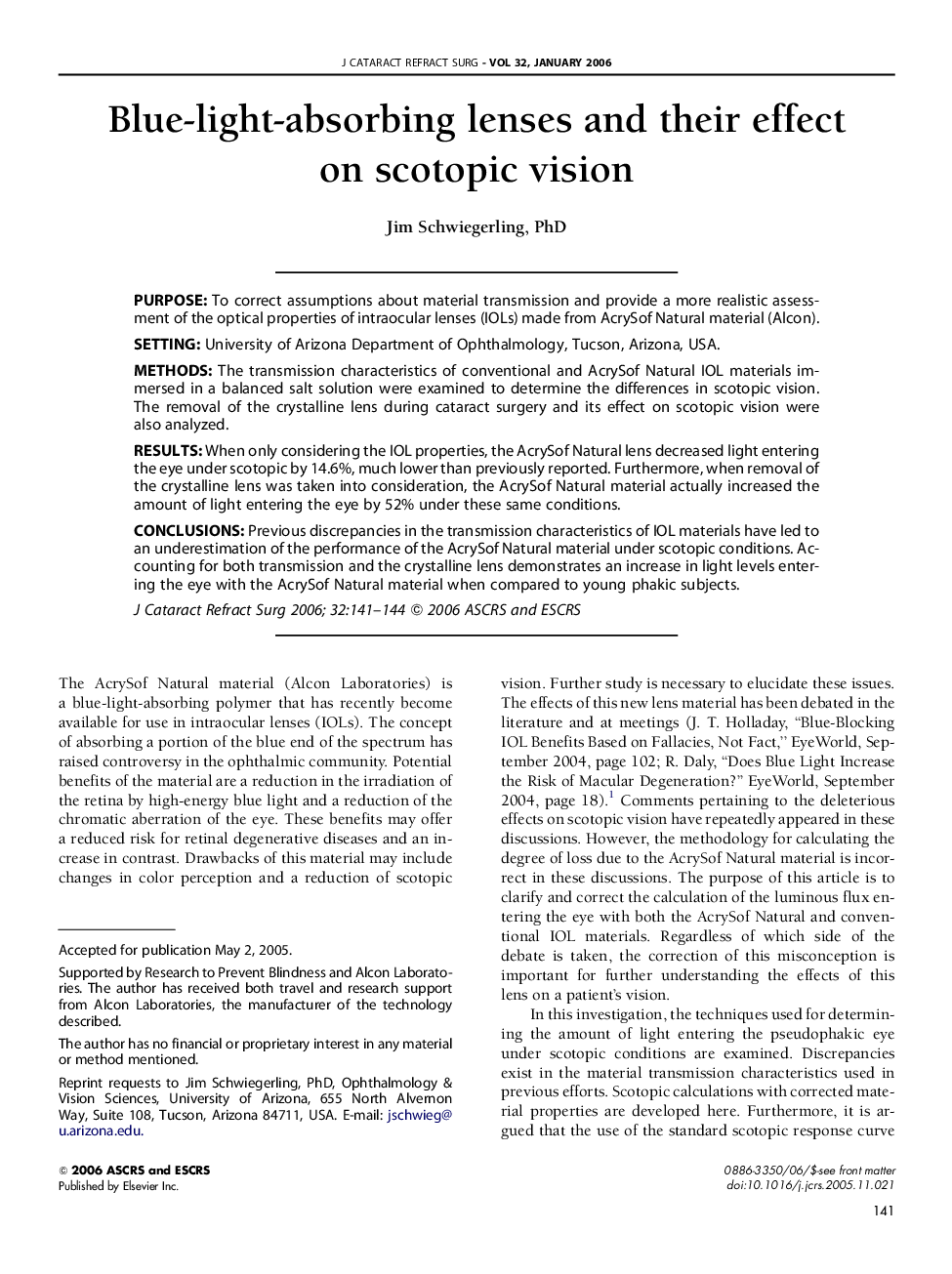 Blue-light-absorbing lenses and their effect on scotopic vision