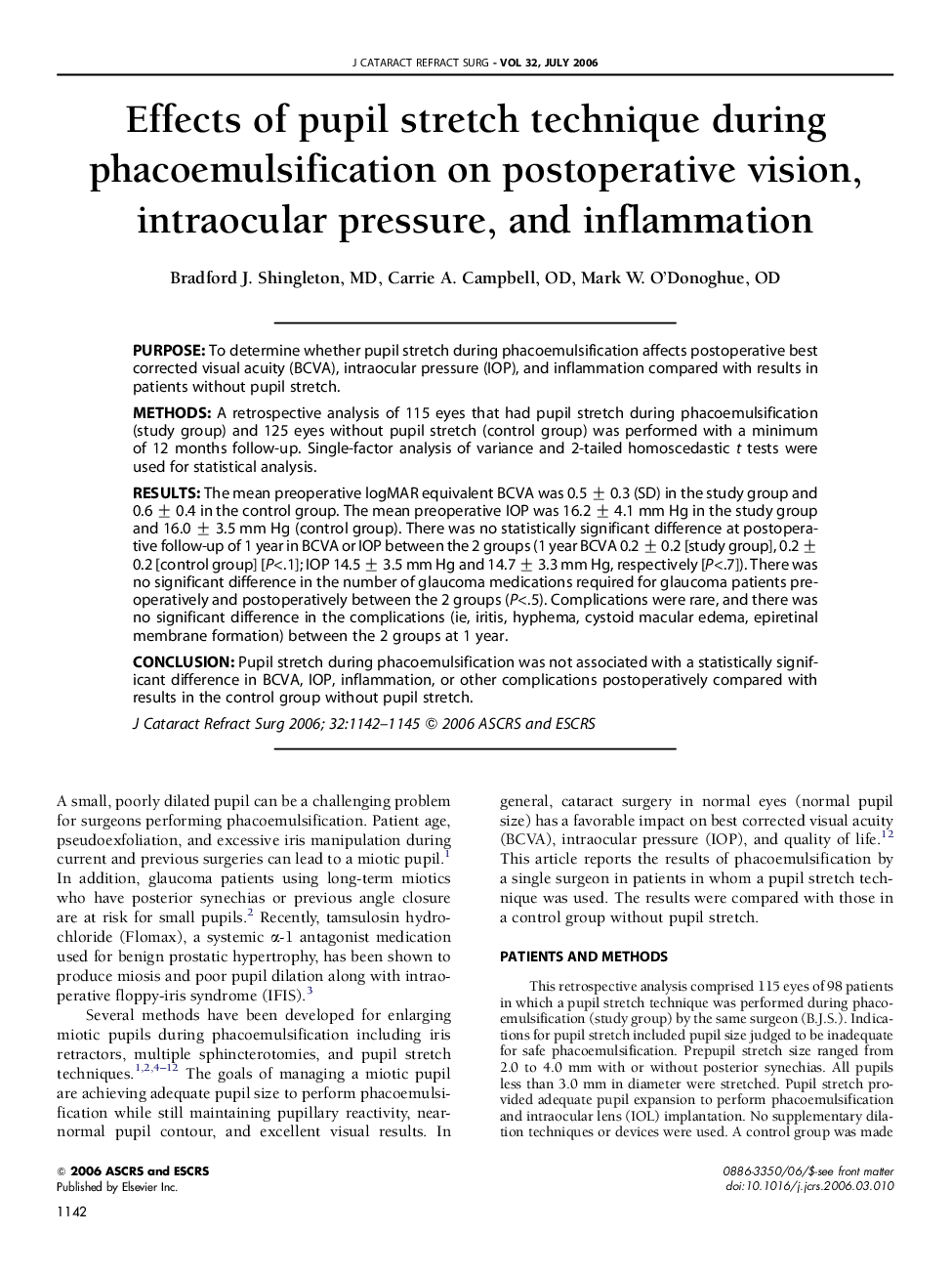 Effects of pupil stretch technique during phacoemulsification on postoperative vision, intraocular pressure, and inflammation