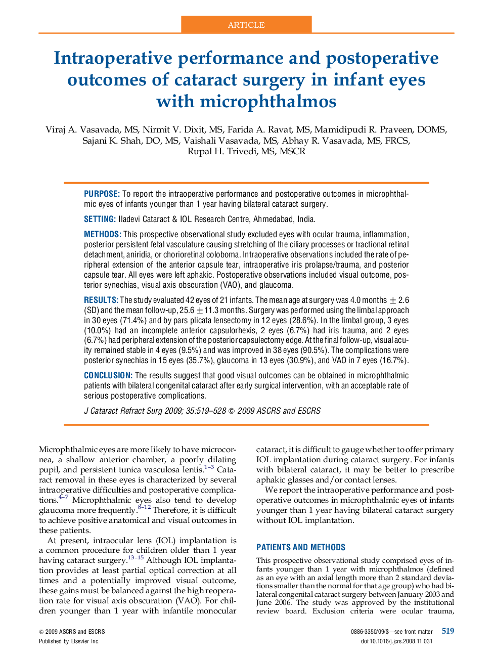 Intraoperative performance and postoperative outcomes of cataract surgery in infant eyes with microphthalmos 