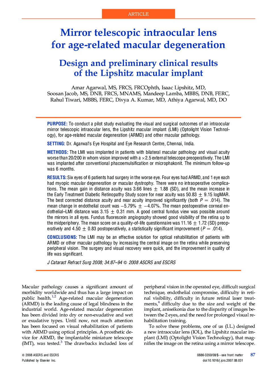 Mirror telescopic intraocular lens for age-related macular degeneration