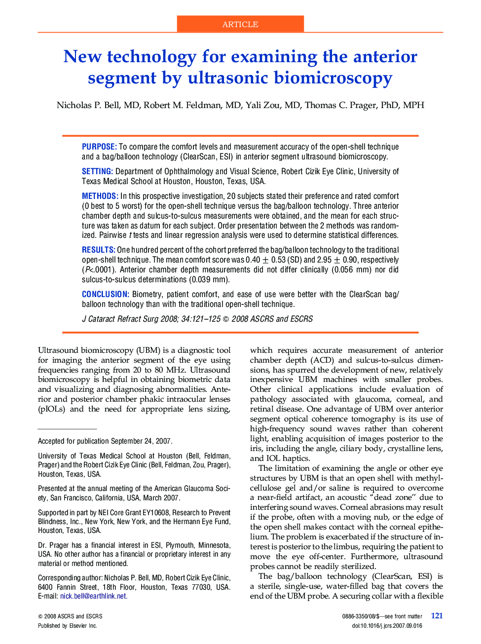 New technology for examining the anterior segment by ultrasonic biomicroscopy