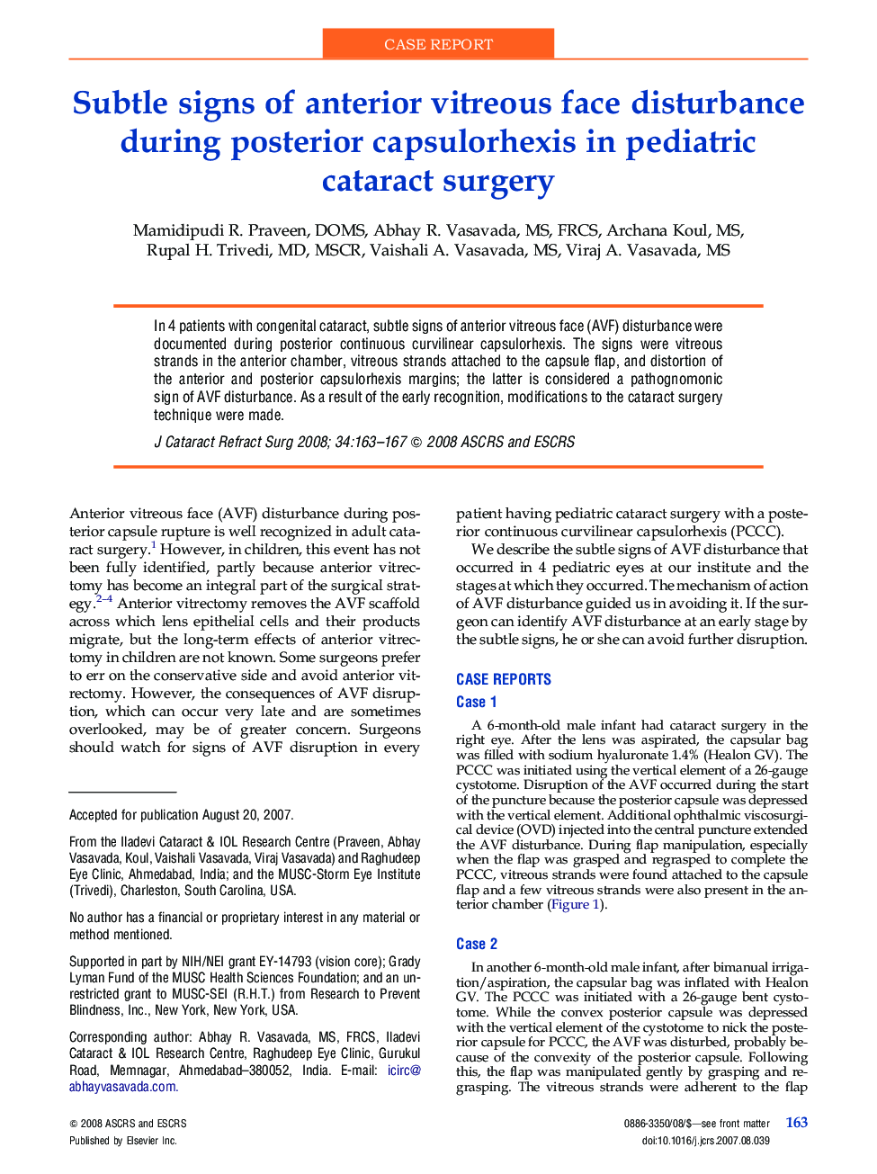 Subtle signs of anterior vitreous face disturbance during posterior capsulorhexis in pediatric cataract surgery