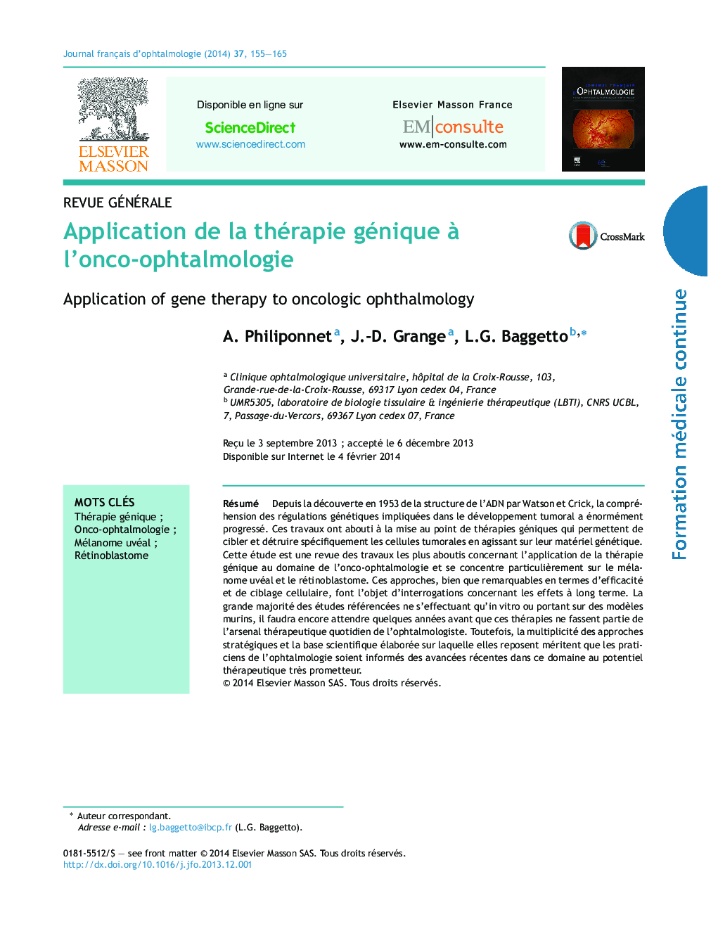 Application de la thérapie génique Ã  l'onco-ophtalmologie