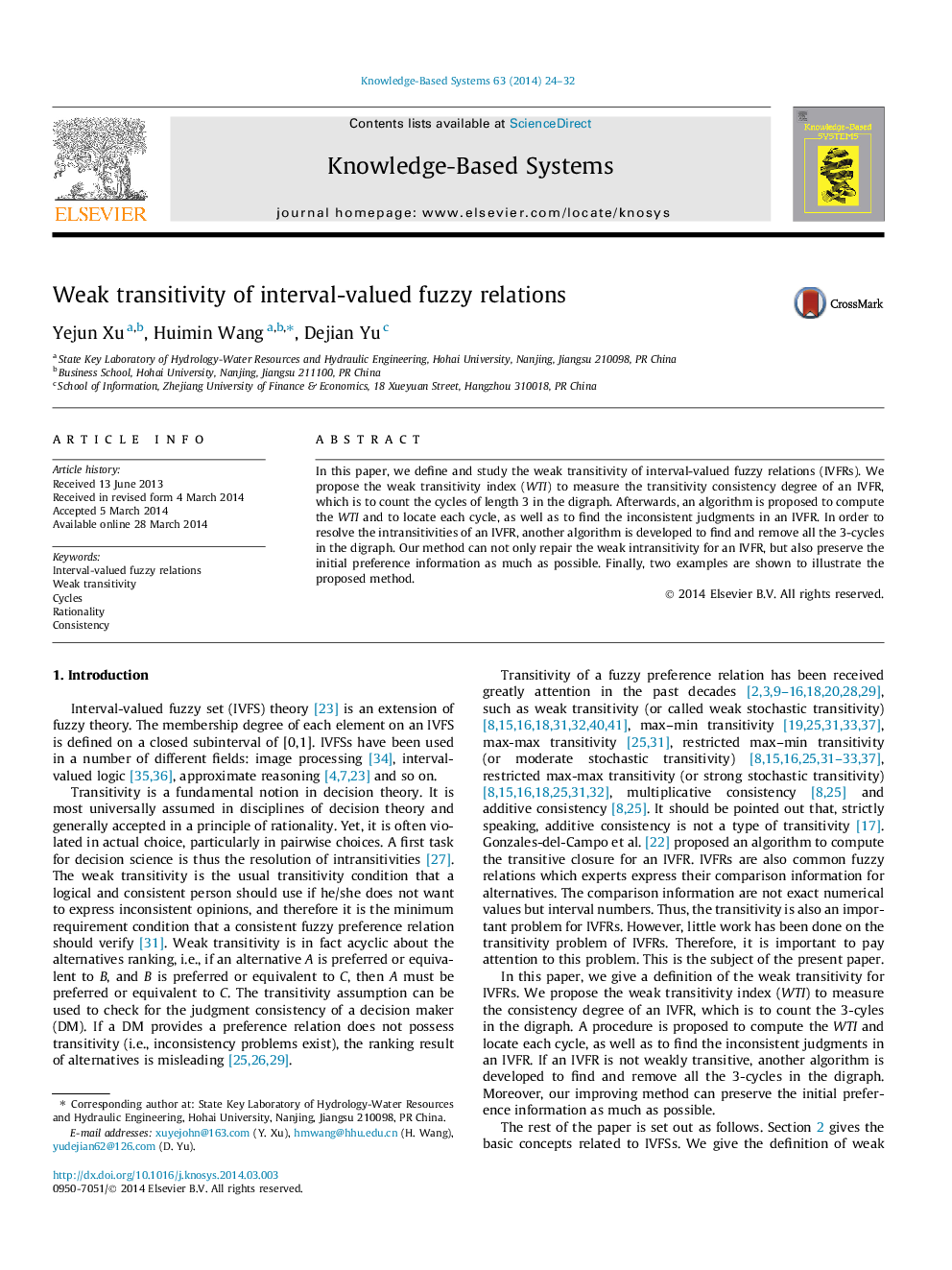 Weak transitivity of interval-valued fuzzy relations