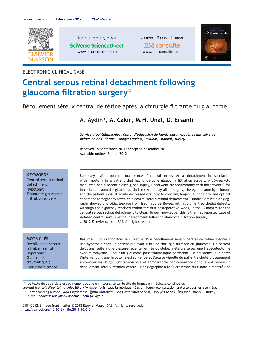 Central serous retinal detachment following glaucoma filtration surgery