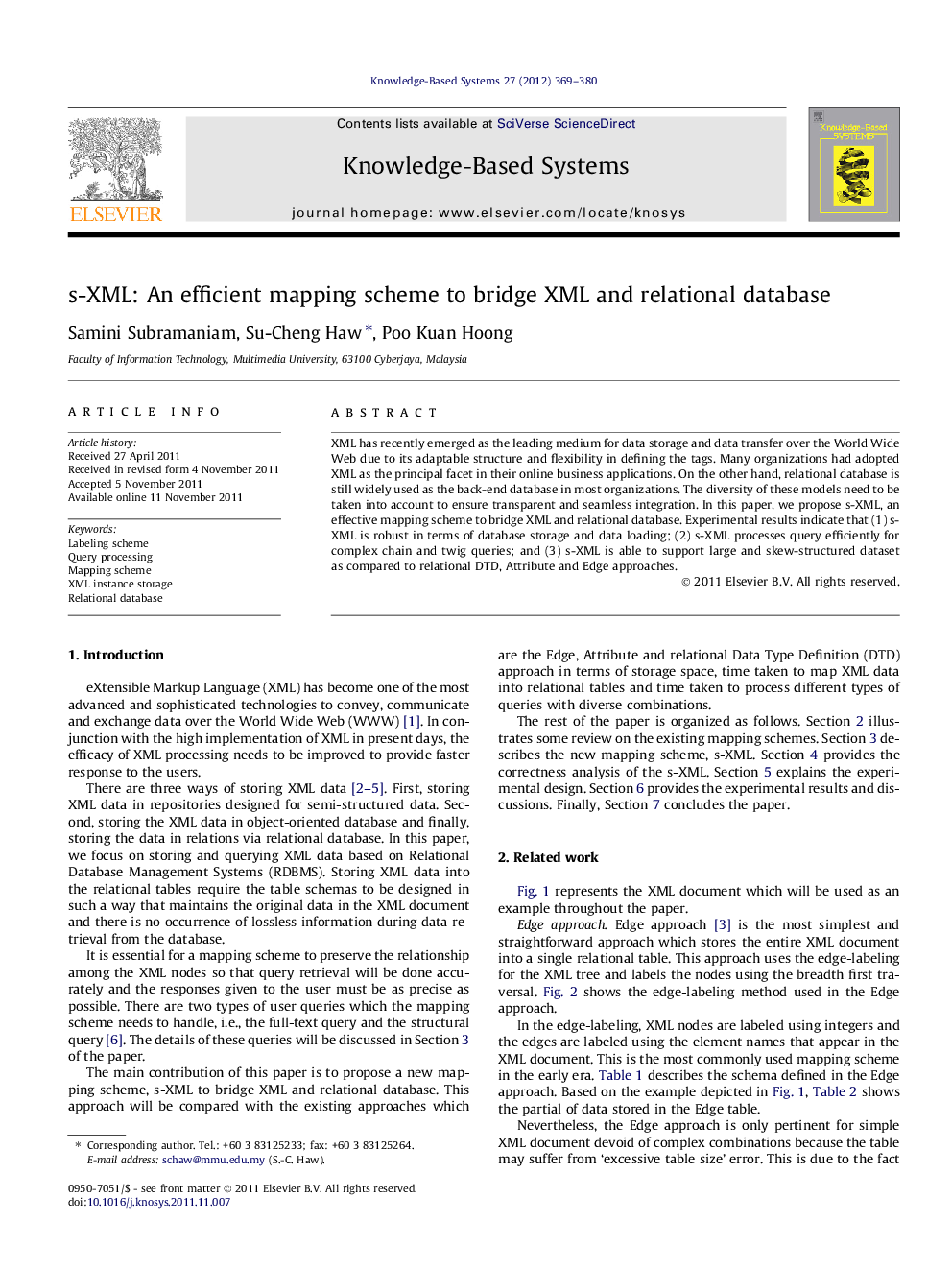 s-XML: An efficient mapping scheme to bridge XML and relational database