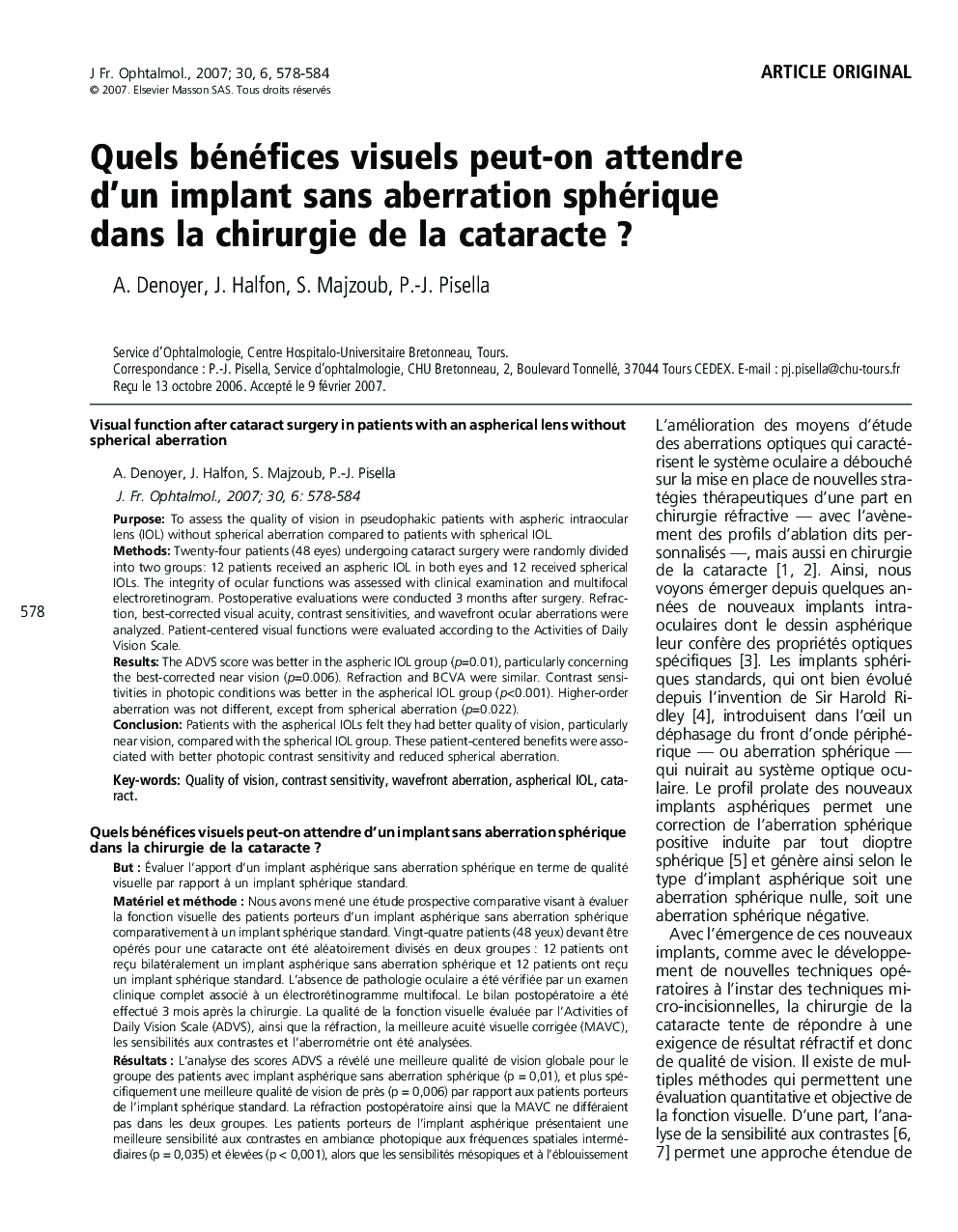 Quels bénéfices visuels peut-on attendre d'un implant sans aberration sphérique dans la chirurgie de la cataracte ?