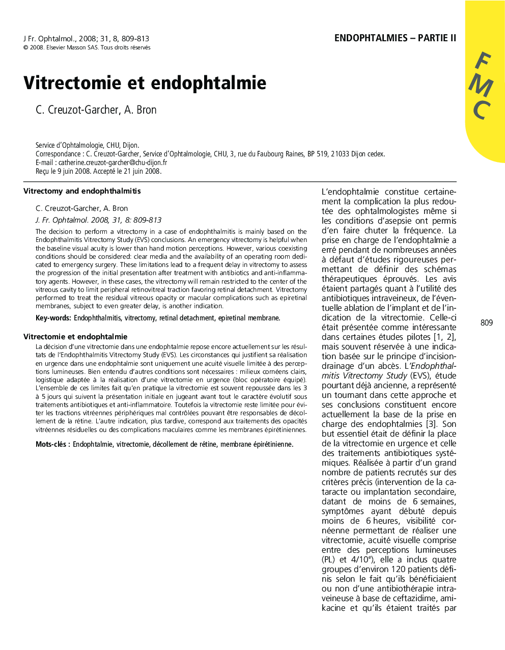 Vitrectomie et endophtalmie