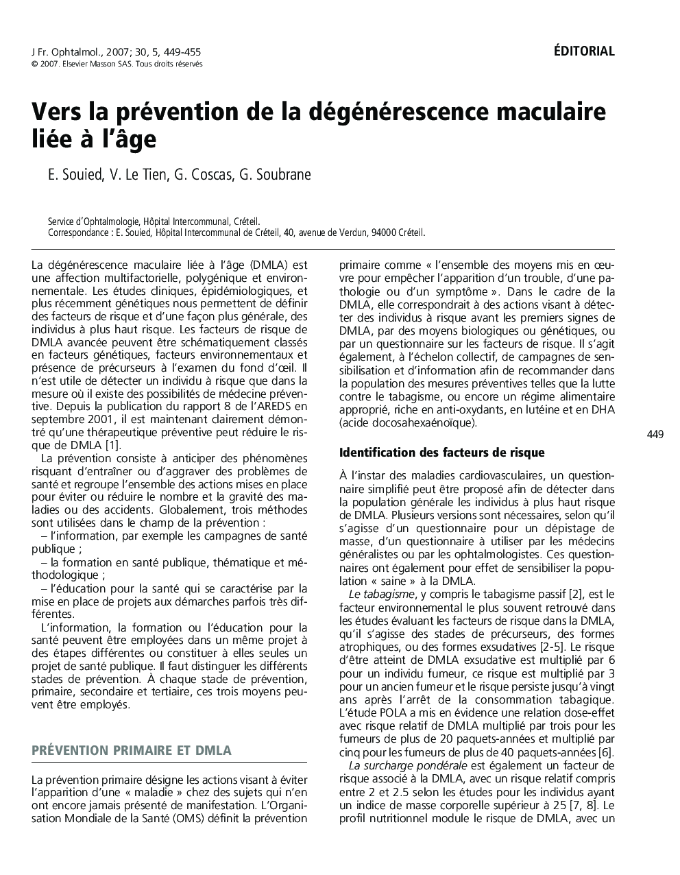Vers la prévention de la dégénérescence maculaire liée Ã  l'Ã¢ge