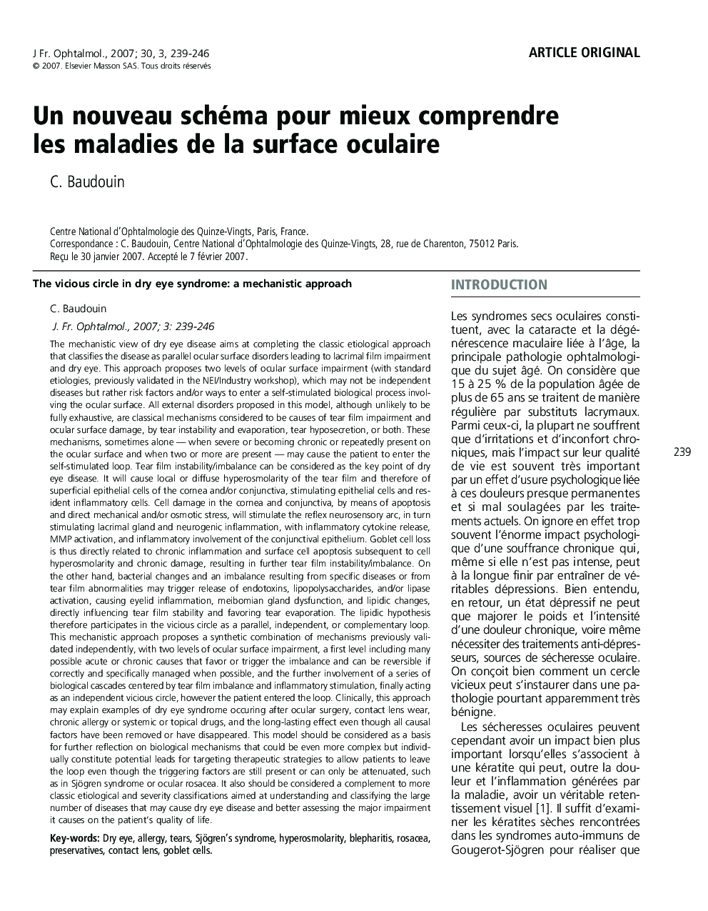 Un nouveau schéma pour mieux comprendre les maladies de la surface oculaire
