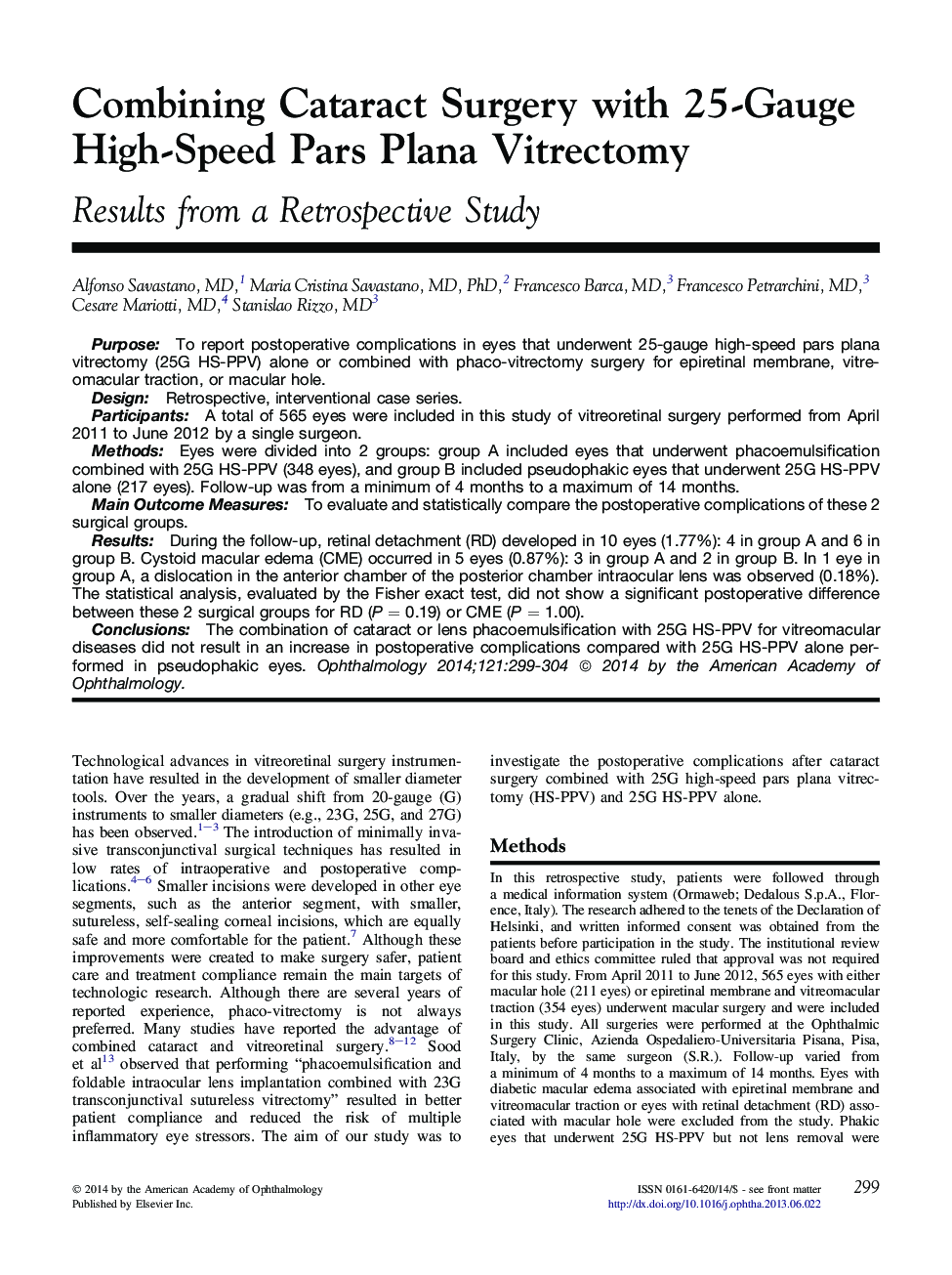 Combining Cataract Surgery with 25-Gauge High-Speed Pars Plana Vitrectomy
