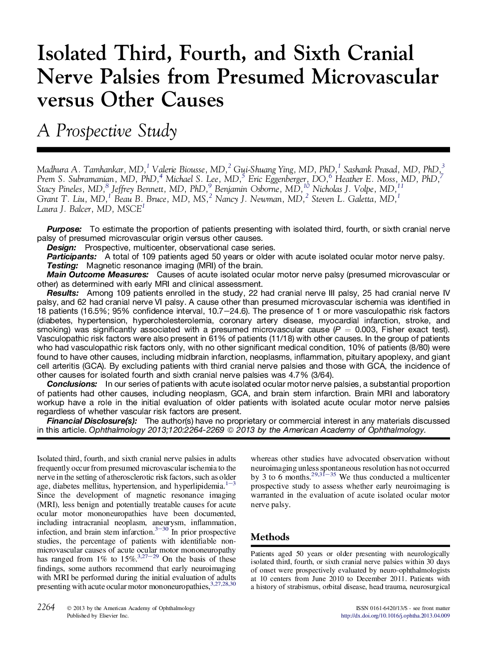 Isolated Third, Fourth, and Sixth Cranial Nerve Palsies from Presumed Microvascular versus Other Causes