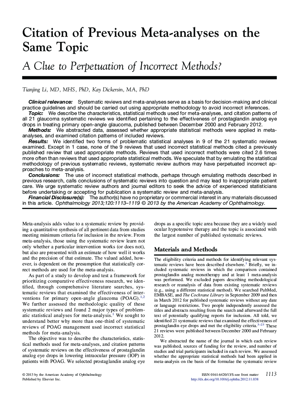 Citation of Previous Meta-analyses on the Same Topic