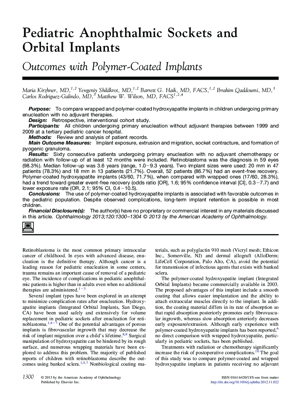 Pediatric Anophthalmic Sockets and Orbital Implants