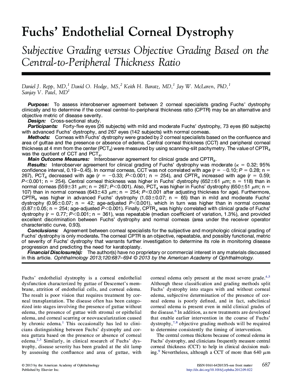 Fuchs' Endothelial Corneal Dystrophy