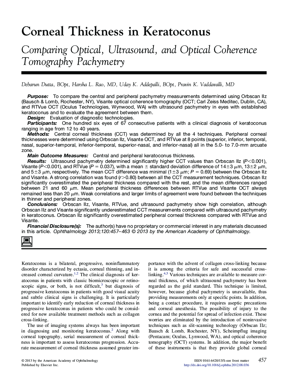Corneal Thickness in Keratoconus