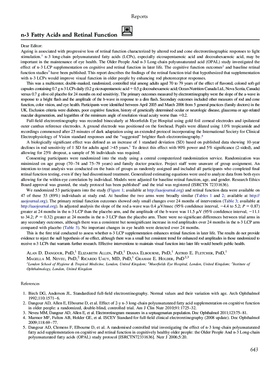 n-3 Fatty Acids and Retinal Function