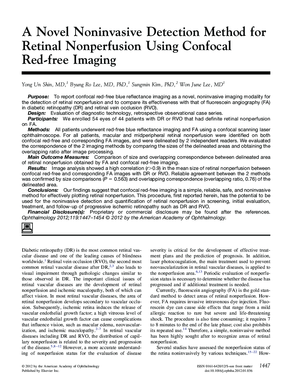 A Novel Noninvasive Detection Method for Retinal Nonperfusion Using Confocal Red-free Imaging