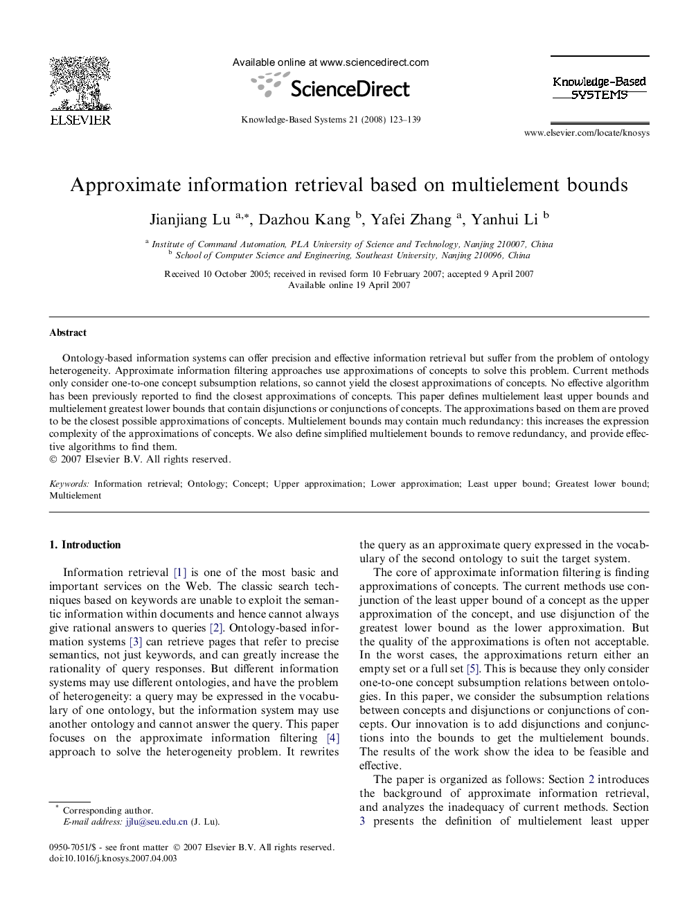 Approximate information retrieval based on multielement bounds