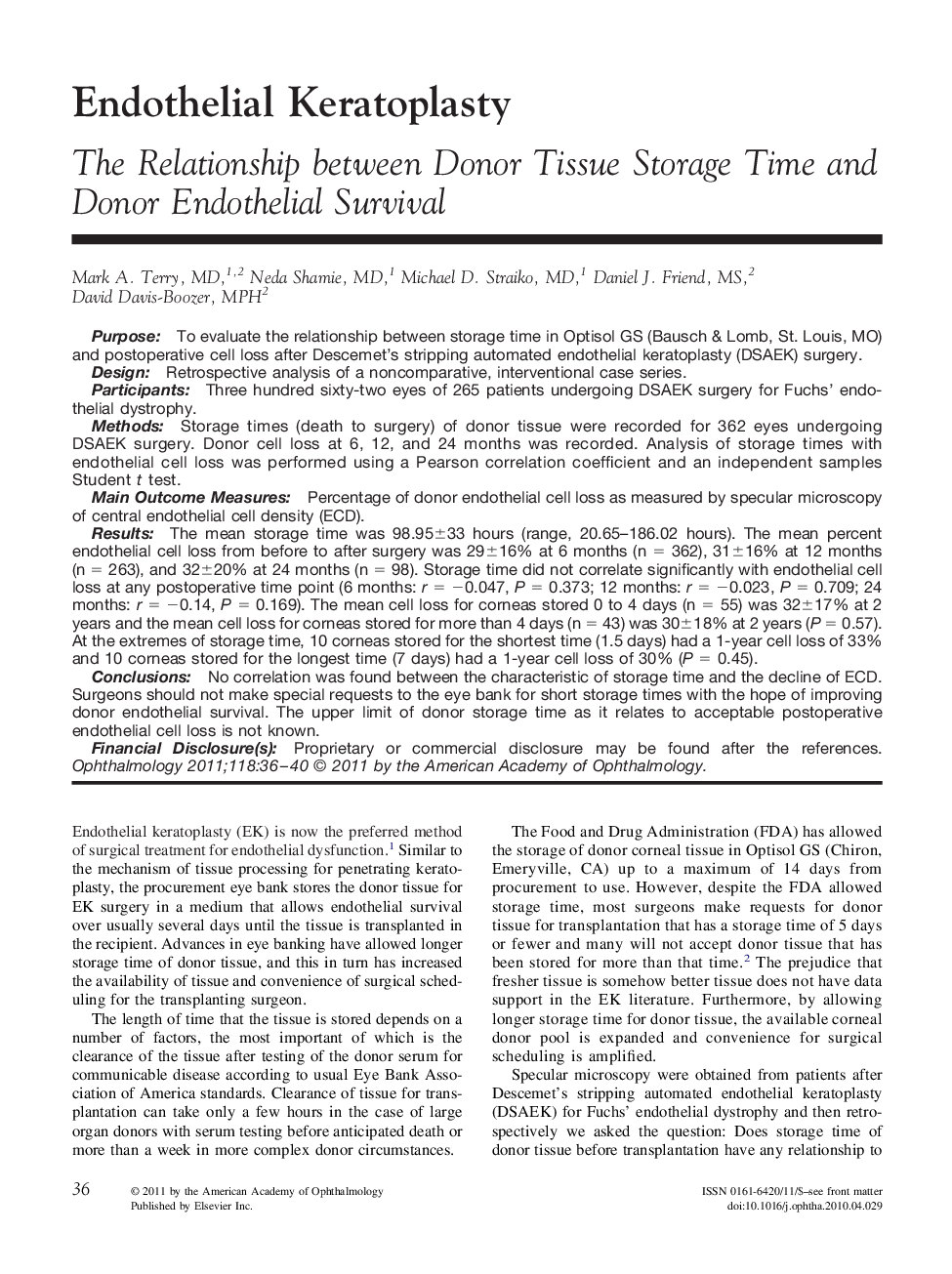 Endothelial Keratoplasty
