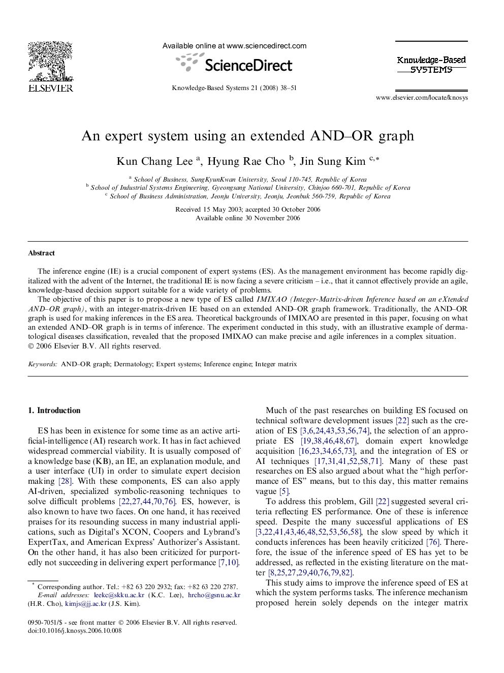 An expert system using an extended AND–OR graph