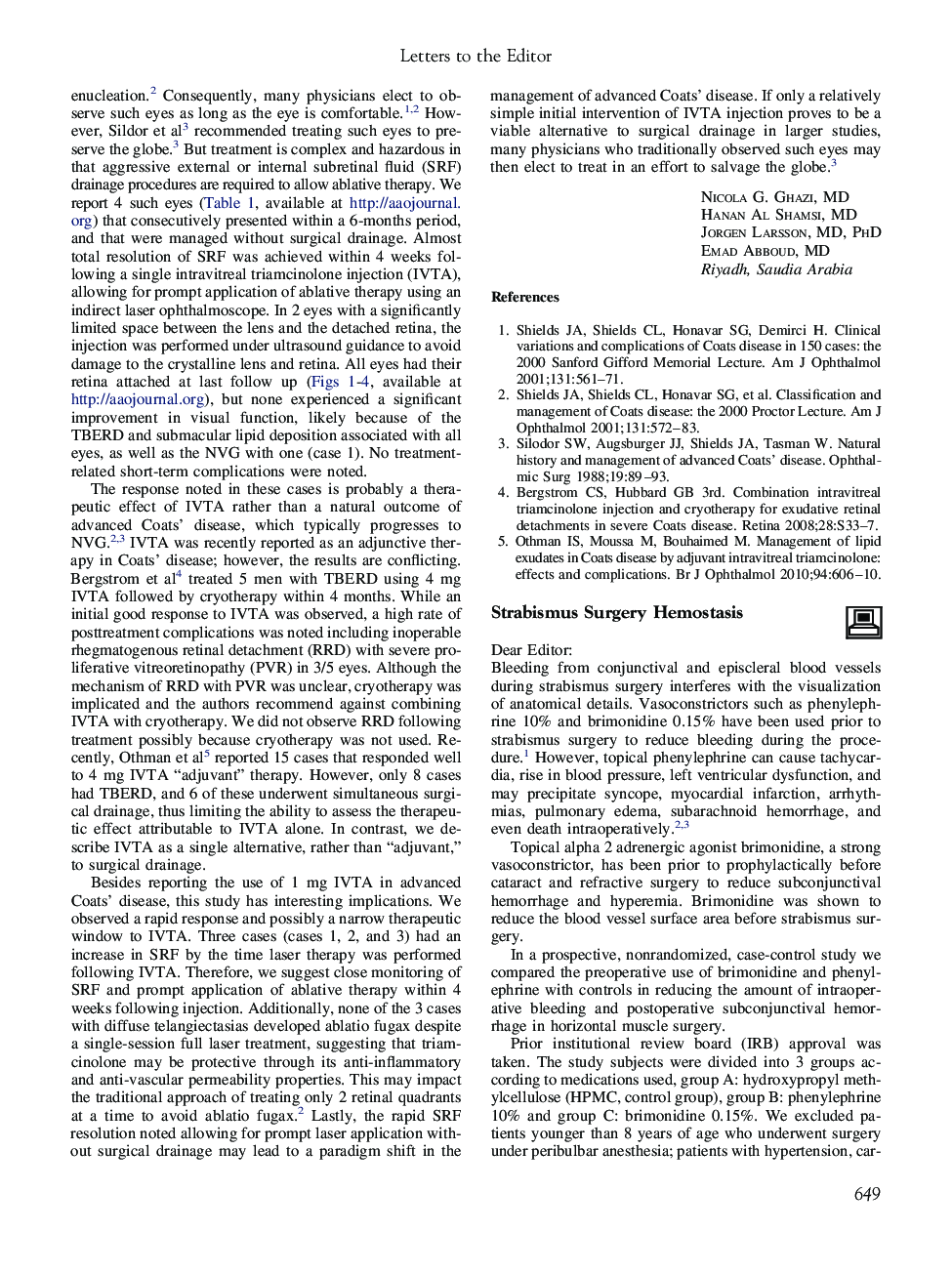 Strabismus Surgery Hemostasis
