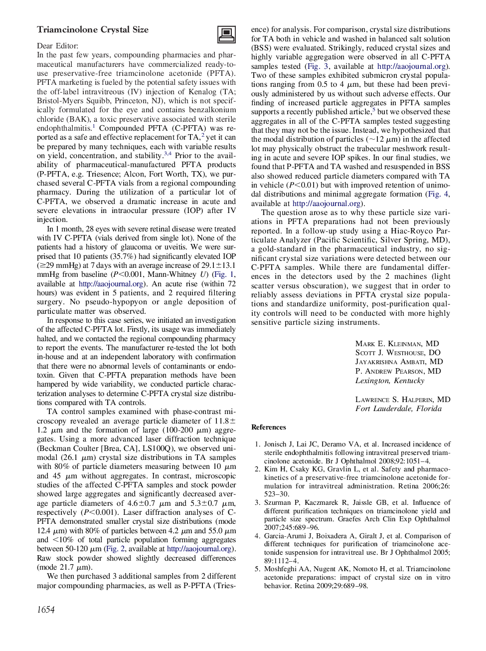 Triamcinolone Crystal Size