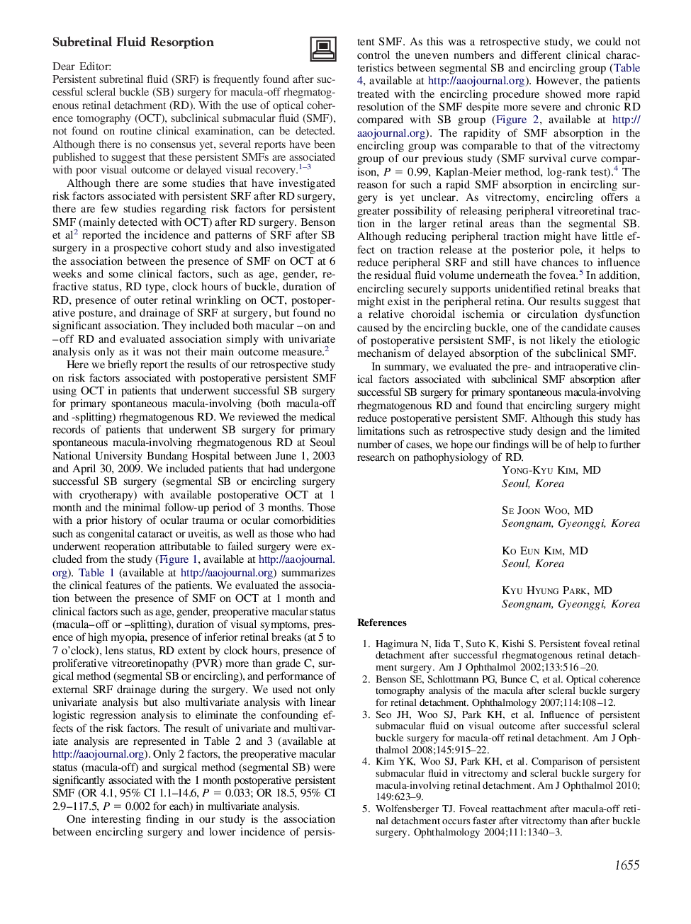 Subretinal Fluid Resorption